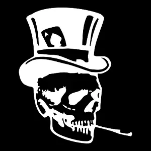 Smoking Skull In Top Hat Car Truck Window Wall Laptop Vinyl Decal Sticker. - Picture 1 of 2