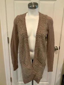 Sleeping On Snow Light Brown Knit W/ Boiled Wool Front Panels Cardigan, Size XS - Picture 1 of 7