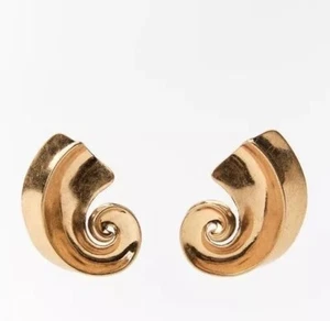 Zara Earrings Twisted Gold Plated Tone NEW One Size NwT gyuhji - Picture 1 of 8