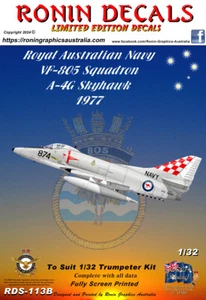 1/32 Ronin Decals RDS-113B RAN A-4G VF-805 77 Skyhawk decals for Trumpeter Kit - Picture 1 of 4