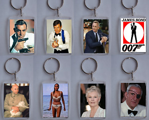 James Bond Characters, Photo Keyring / bag tag, clear plastic,