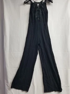 Elan Women's Sleeveless Black Jumpsuit Size Medium Top Wide Leg Beach Crop Leg - Picture 1 of 13