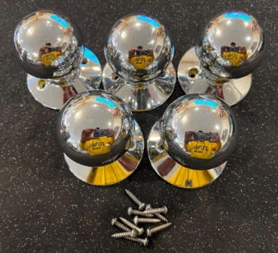 Lote de 5 cinco perillas de puerta ficticias redondas cromadas pulidas  Foto 1 de 2