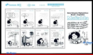 23-09 BRAZIL 2023 MAFALDA, DIPLOMATIC RELATIONS WITH ARGENTINA, COMICS, ART, MNH - Picture 1 of 2