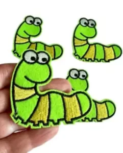 Caterpillar Iron-on Patch, Green Caterpillar Applique, Fabric Patches - Picture 1 of 3