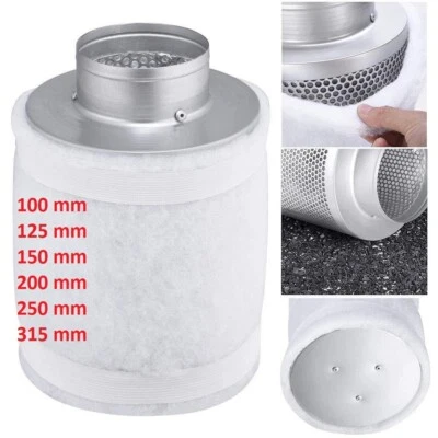 MARKENLOS Aktivkohlefilter Aktivkohle-Filter Grow Lüftungsset 100 125 150 200 250 315 mm