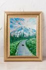 Mount Rainier Painting National Park Original Art Oil Impasto Panel 14x9 inch
