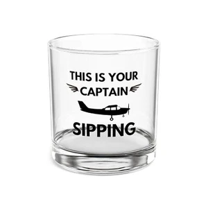 Pilot Rocks Glass, 10oz - Small airplane captain sipping - Picture 1 of 8