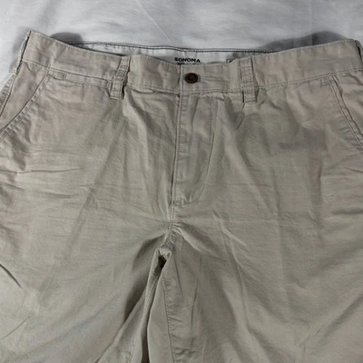 Sonoma Hombre Piedra Caqui Ligero Frente Plano 8" Entrepierna Chino Pantalones Cortos - Talla 38 Foto 1 de 4
