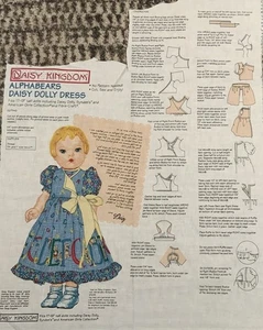 Daisy Kingdom "ALPHABEARS" Puppenkleid Panel passt 17"-19" Puppenteile ausgeschnitten - Bild 1 von 3