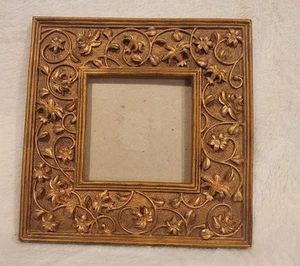 Vintage verzierter quadratischer Bilderrahmen Gold Blumen Stil 7" nur Ständer - Bild 1 von 5
