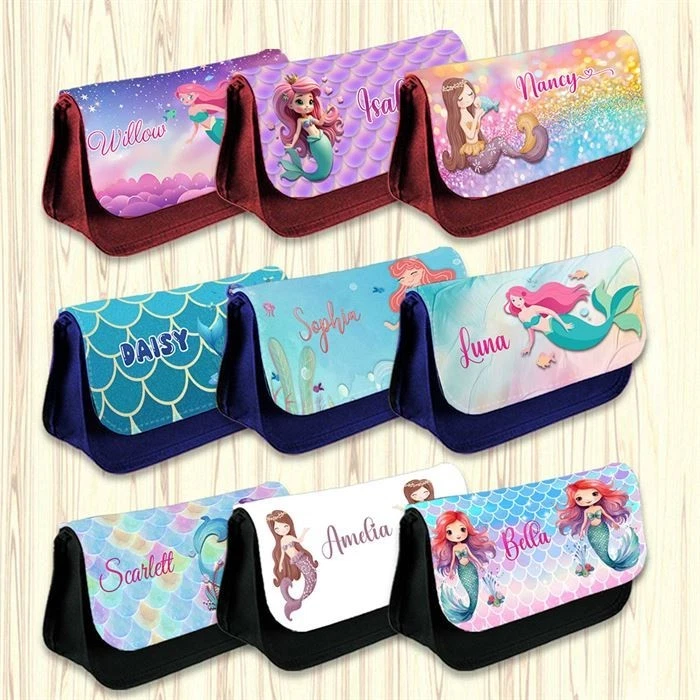 DAILY GIFTS Personalisiertes Federmäppchen Meerjungfrau Design Mädchen Jungen Schreibwaren Kinder Schultasche 51