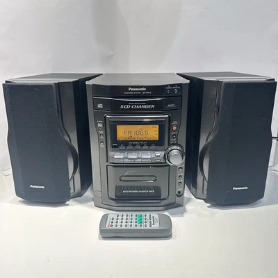 Panasonic SA-PM12 Stereo 5 CD Cassette Tape Player AM/FM Radio Aux With Remote - Image 1 of 4