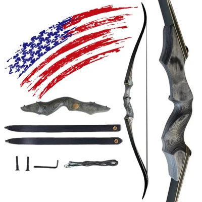 Archery 62" Takedown Recurve Bow Set Traditional Bow 30lbs-50lbs Shoting Hunting - Image 1 of 4