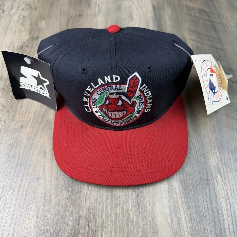 Cleveland Indians Vintage 1995 Central Champions Starter Snapback Gorra Sombrero - Nuevo con Etiquetas Foto 1 de 4