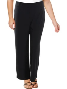 NY Collection Womens Plus Stretch Flat Front Wide Leg Pants Size 2X Black - Picture 1 of 1