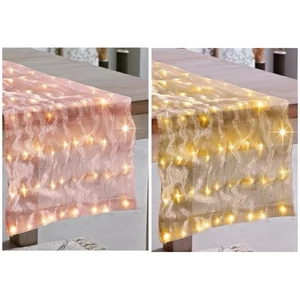 LED Dekostoff 36x210 cm mit Timer 6 Stunden Dekoration Weihnachten Aprikot Taupe - Bild 1 von 5