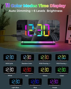 Digital LED Projection Mirror Alarm Clock Date Time Snooze Projector - Picture 1 of 10
