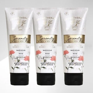 3 BATH & BODY WORKS AROMATHERAPY SERENITY MARIGOLD ROSE MAGNOLIA BODY CREAM 8 OZ - Picture 1 of 5