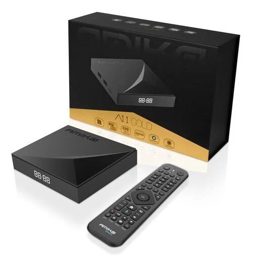 Amiko A11 Gold 4K UHD 4GB 32GB Android 11 WiFi Dual Band 100 Gigabit Bluetooth - Bild 1 von 4