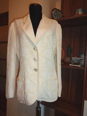 EMANUEL UNGARO COLLECTION COTTON BLEND ECRU SELF FLORAL TEXTURED BLAZER-IT 46 — 第 1/4 张图片