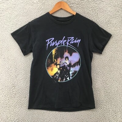 Prince Purple Rain Graphic Tee T-Shirt Womens Small Black Short Sleeve Crew Neck - Image 1 of 4