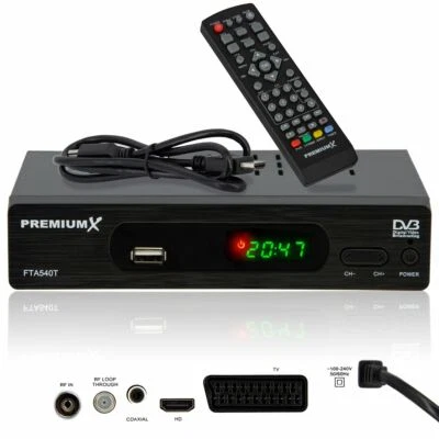 Full HD DVB-T2 Digital Receiver TV Terrestrisch H.265 HEVC DVB-T USB SCART HDMI - Bild 1 von 4