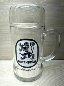 Lowenbrau 1L de colección. Piedra de cerveza de vidrio pesado, taza jarra litro Austria vajilla usada - Imagen 1 de 4