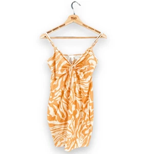 Ladies H&M Brown Beige Print Strappy Summer Bodycon Dress Size Medium, 10-12 - Picture 1 of 4