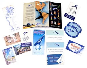 Vtg 50’s Pan Am Airways Advertising Brochure Poster, Luggage Stickers + MORE #2 - Picture 1 of 7