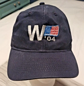 Mütze Kappe "W" 2004 George W. Bush Präsident zweite Amtszeit verstellbar Druckknopflasche - Bild 1 von 8