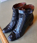 Vintage Handmade Women's Black Leather Dual Zipper Boot Shoes - Size 8AA