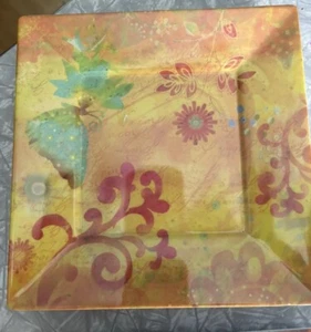 Juego de 4 platos cuadrados de ensalada de melamina floral de jardín de 8" Merritt China - Imagen 1 de 5