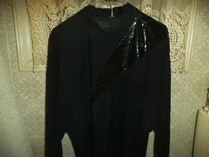 ITALIAN SUEDE LEATHER BLACK DRESS WITH GENUINE SNAKESKIN AND SEQUINS*SIZE M- L - Picture 1 of 4