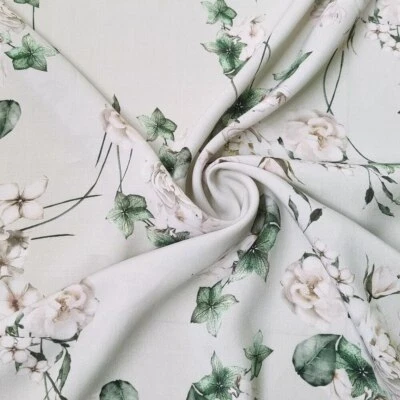 1 yard X 1.4 meter Floral Dress Fabric Soft Rayon Poplin Material Breathable - Image 1 of 4