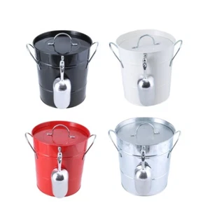 Metal Ice Bucket with Shovel and Lid Drink Coolers Beverage Tub Wine Bucket - Picture 1 of 12