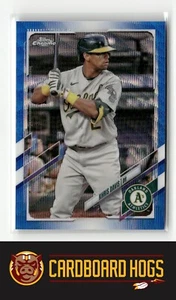 2021 Topps Chrome #216 Khris Davis Oakland Athletics Blue Wave Refractor 39/75 - Picture 1 of 2