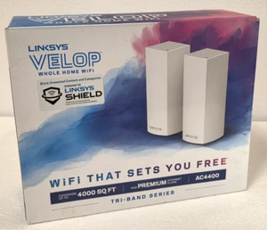 Linksys Velop WHOLE HOME WI-FI AC4400 WiFi Mesh WHW0302 - 2 Node Mod Mesh System - Picture 1 of 5