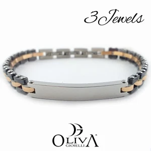 BRACCIALE MAGLIA CERAMICA PIASTRA INCIDIBILE ACCIAIO 316L PVD ORO ROSA BR0014007 - Foto 1 di 5