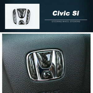 Carbon Fiber Steering Wheel Center Logo Trim For Honda Civic CRV Accord AU