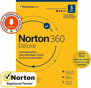 NORTON 360 Deluxe 2023 3 Geräte 1 Jahr | Internet Security AntiVirus | KEIN ABO