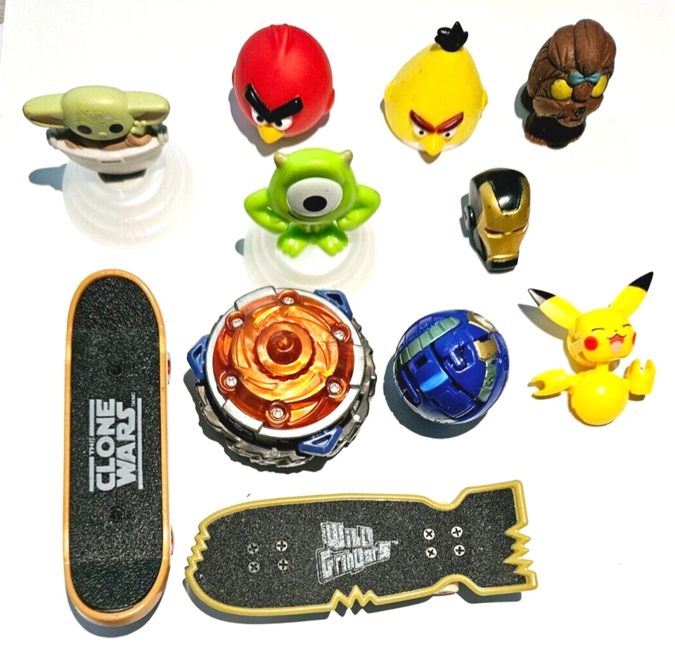 11 Mixed Lot Figures Objects Angry Bird Star Wars Yoda Despicable Me McDonalds - Image 1 of 4