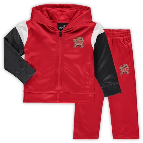 Toddler Red Maryland Terrapins Poly Fleece Full-Zip Hoodie and Pants Set Cover