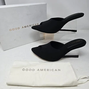 Good American Womens 13 Black Neoprene Lucite Clear Wedges Slip On Heels - Picture 1 of 6