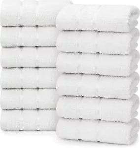 Towels 12 Pack Viscose Luxury Wash Cloths Set (12 x 12 Inches) Cotton Ring Spun - Picture 1 of 7