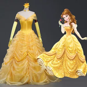 Beauty and the Beast Belle Disney Cosplay Costume Evening Dress Long Ball v.3 - Picture 1 of 15