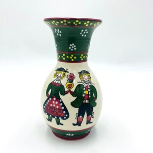 Handgemalt Porcelain Hand Painted Pottery Vase, Germany, Boy and Girl, Signed - Picture 1 of 8