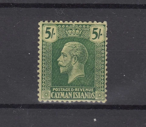 Cayman Islands KGV 1921 5/- Deep Green/Pale Yellow SG64a MLH JK7390 Cover