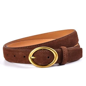 Women's Genuine Leather Suede Belts Elegant Jeans Belt 1.1"" Wide - Picture 1 of 8