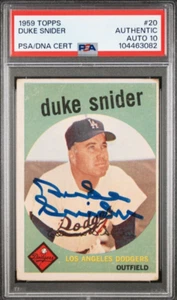 1959 Topps #20 Duke Snider Signed Baseball Card Autograph PSA 10 Auto Dodgers - Picture 1 of 2